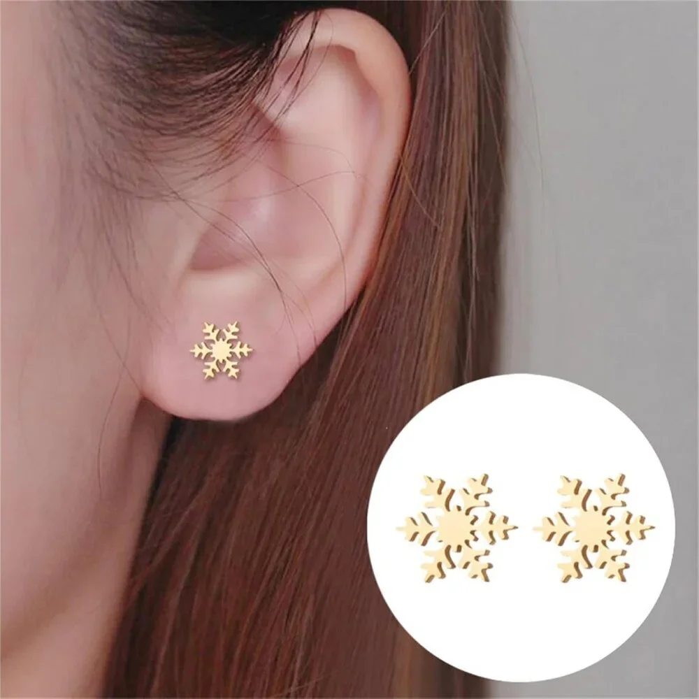 4 Pairs Stainless Steel Christmas Earrings - Festive Holiday Jewelry for Women